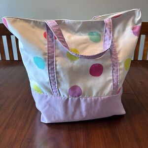 Upcycled Polka Dot Shoulder Bag, Large Tote Bag, Reusable Grocery Bag Tote